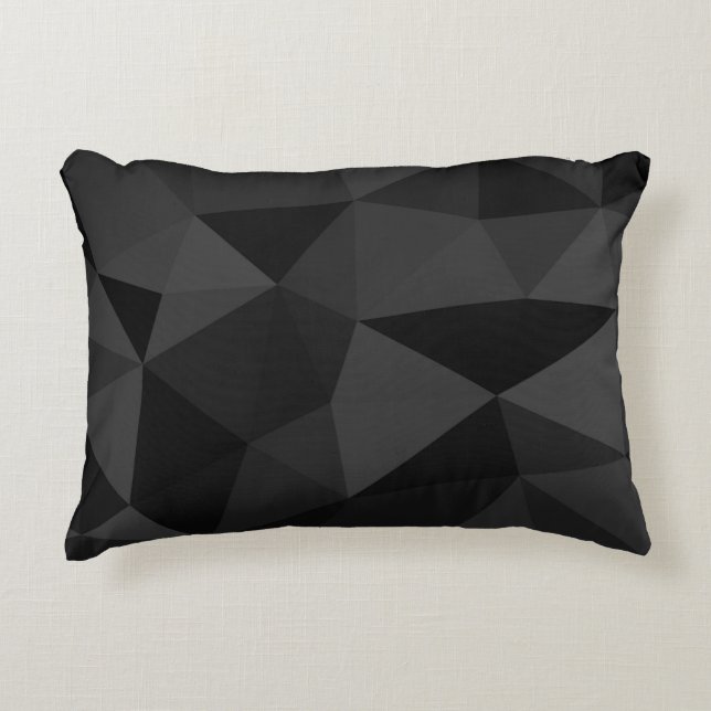 Dark grey and black geometric mesh pattern decorative cushion (Front)