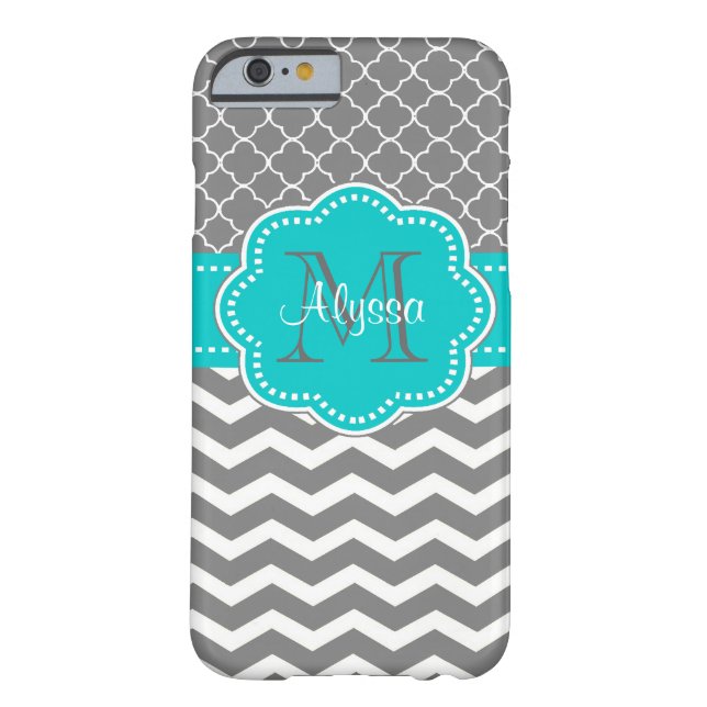 Dark Grey and Blue Chevron Personalised Case-Mate iPhone Case (Back)