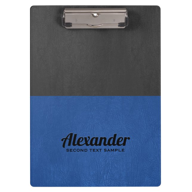 Dark-grey and blue faux leather clipboard (Front)