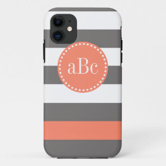 Dark Grey and Coral Monogram Case