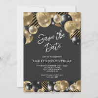 Dark Grey and Gold 70th Birthday