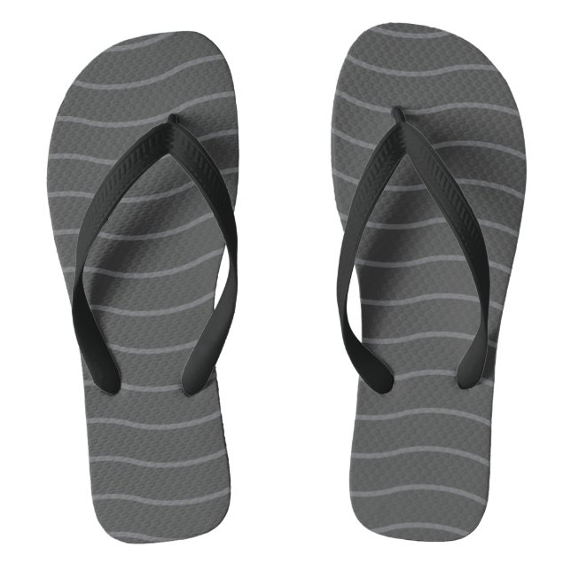 Dark Grey and Light Grey Wave Pattern Flip Flops (Footbed)