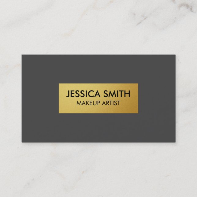 Dark Grey and Metallic Faux Gold Business Card (Front)