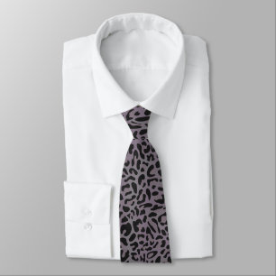 Dark Grey and Muted Charcoal Leopard Print Tie