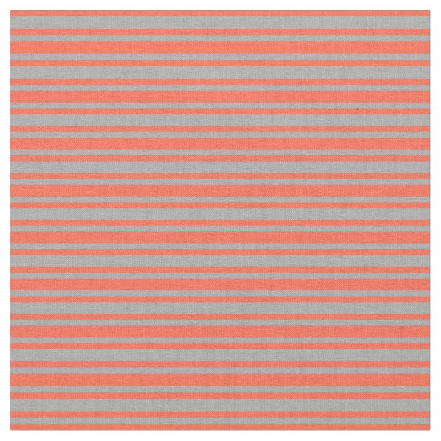 Dark Grey and Red Coloured Lines/Stripes Pattern Fabric (Close Up)