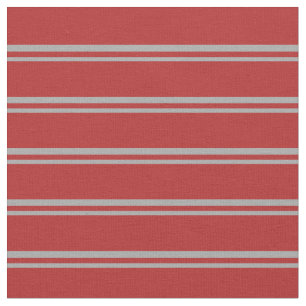Dark Grey and Red Coloured Striped Pattern Fabric