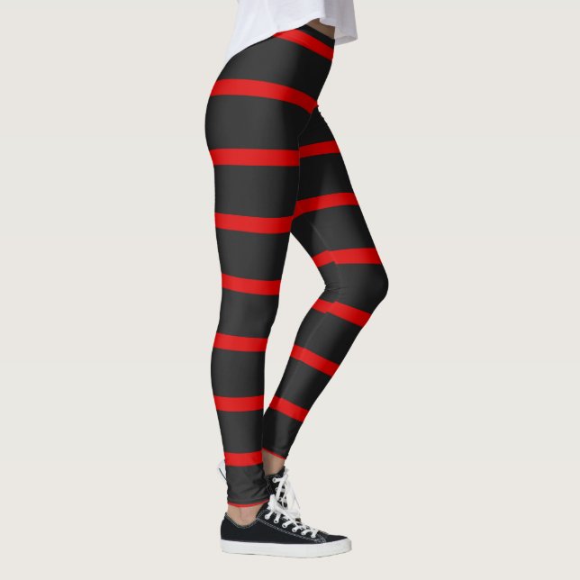 Dark Grey and Red Stripes Leggings (Right)