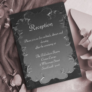 Dark Grey and Silver Vintage Wedding Reception  Enclosure Card