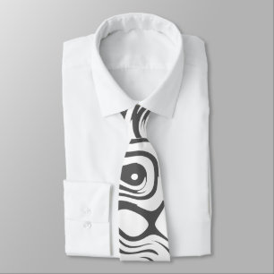 Dark Grey and White Abstract Swirly Pattern Tie