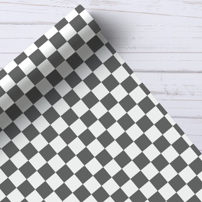 Dark Grey and White Chequerboard Pattern Wrapping Paper (Creator Uploaded)