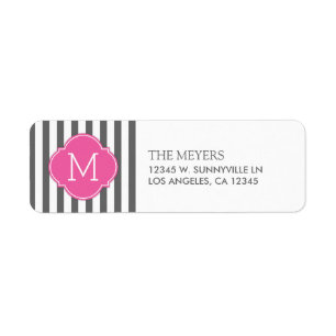 Dark Grey and White Modern Stripes with Monogram