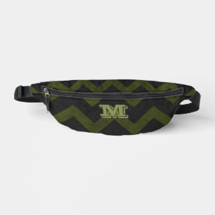 Dark grey army green vintage chevron Monogram Bum Bags