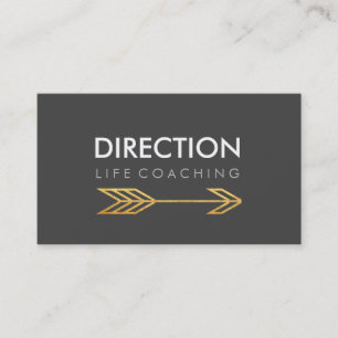 Dark Grey Arrow Bold Text Creative Life Coaching Business Card