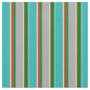 Dark Grey, Bisque, Brown & Green Lines Fabric