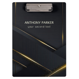 Dark Grey Black & Gold Lines  Clipboard