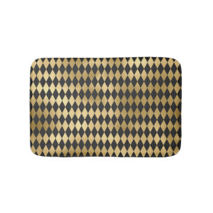 Dark Grey Black Harlequin Geometric Rhombuses Bath Mat