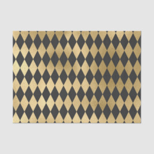 Dark Grey Black Harlequin Geometric Rhombuses Tissue Paper