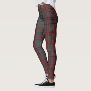 Dark Grey Black Red Giant Tartan Plaid Leggings