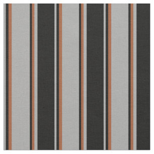 Dark Grey, Black & Sienna Striped Pattern Fabric