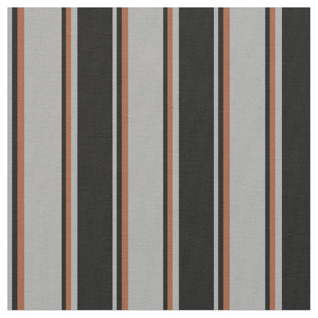 Dark Grey, Black & Sienna Striped Pattern Fabric (Close Up)