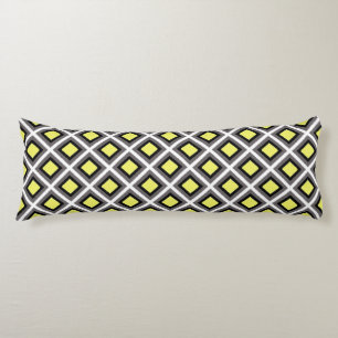 Dark Grey, Black, Yellow Ikat Diamonds by STaylor Body Cushion