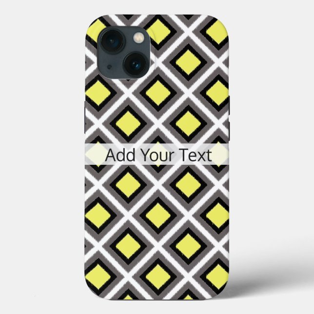 Dark Grey, Black, Yellow Ikat Diamonds by STaylor Case-Mate iPhone Case (Back)