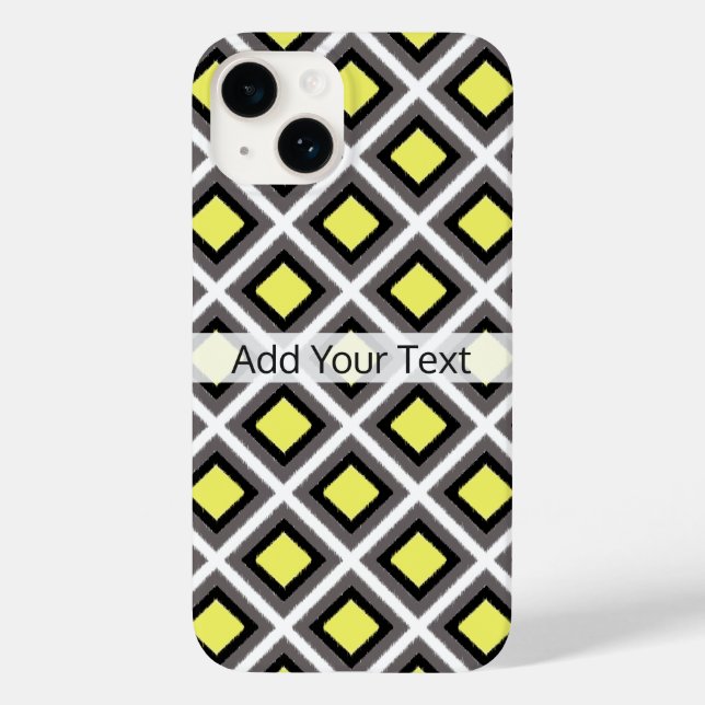 Dark Grey, Black, Yellow Ikat Diamonds by STaylor Case-Mate iPhone Case (Back)