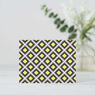 Dark Grey, Black, Yellow Ikat Diamonds by STaylor Postcard
