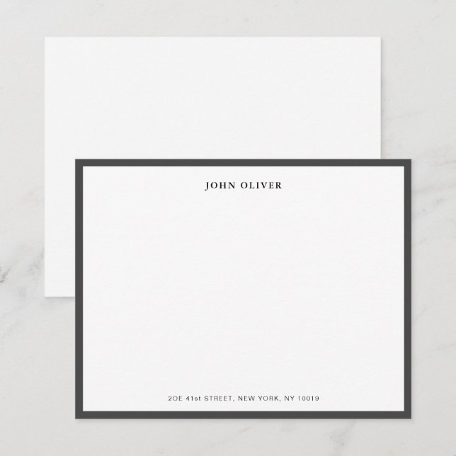 Dark Grey border Formal Note Card (Front/Back)