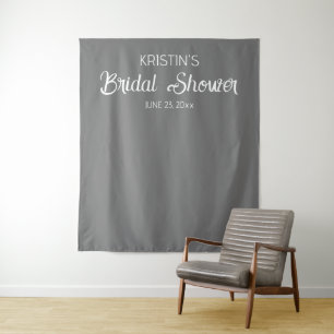 Dark Grey Bridal Shower Photo Backdrop Tapestry