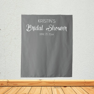 Dark Grey Bridal Shower Photo Backdrop Tapestry