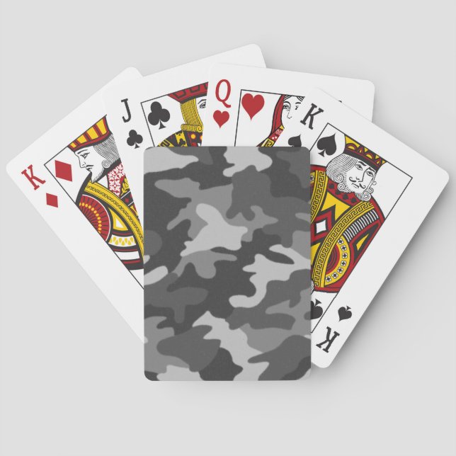 Dark Grey Camouflage Playing Cards (Back)