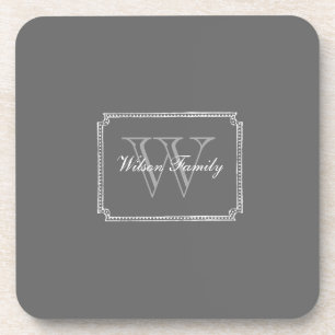 Dark Grey Chalk Monogram S/6 Coasters