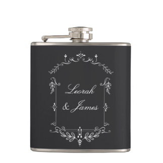 Dark Grey Chalkboard with scroll Hip Flask