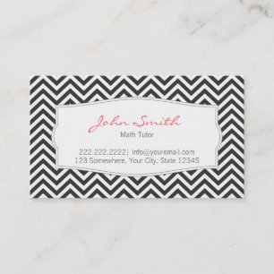 Dark Grey Chevron Stripes Math Tutor Business Card