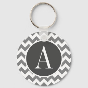 Dark Grey Chevron; zig zag Key Ring