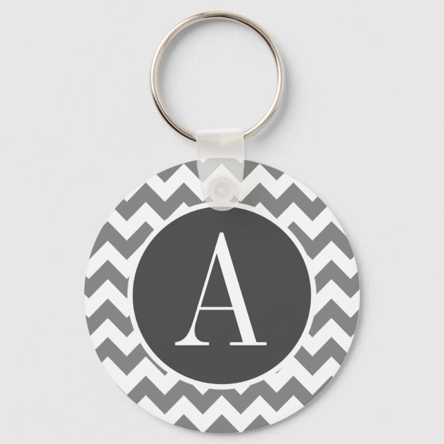 Dark Grey Chevron; zig zag Key Ring (Front)