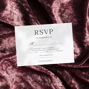 Dark grey chic minimalist elegant wedding RSVP card