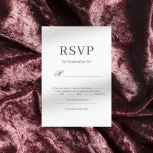 Dark grey chic minimalist elegant wedding RSVP card