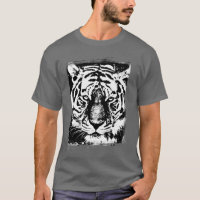 Dark Grey Colour Pop Art Tiger Head Template
