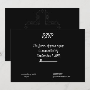 Dark Grey Cross Elegant Goth Wedding RSVP Invitation
