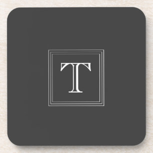 Dark Grey Custom Monogram Set of 6 Coasters