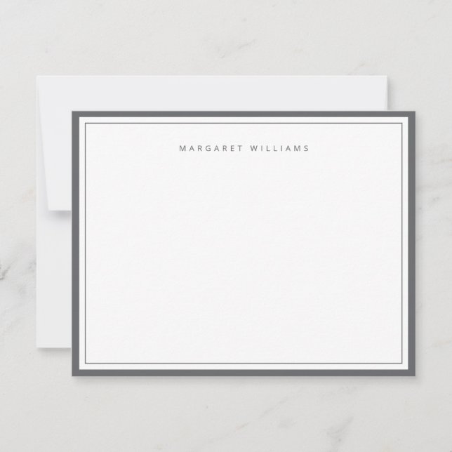 Dark Grey Double Border Simple Correspondence Card (Front)