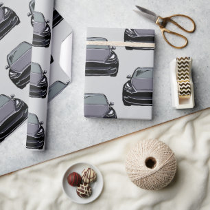Dark Grey Electric Vehicle SUV Car Grey Background Wrapping Paper