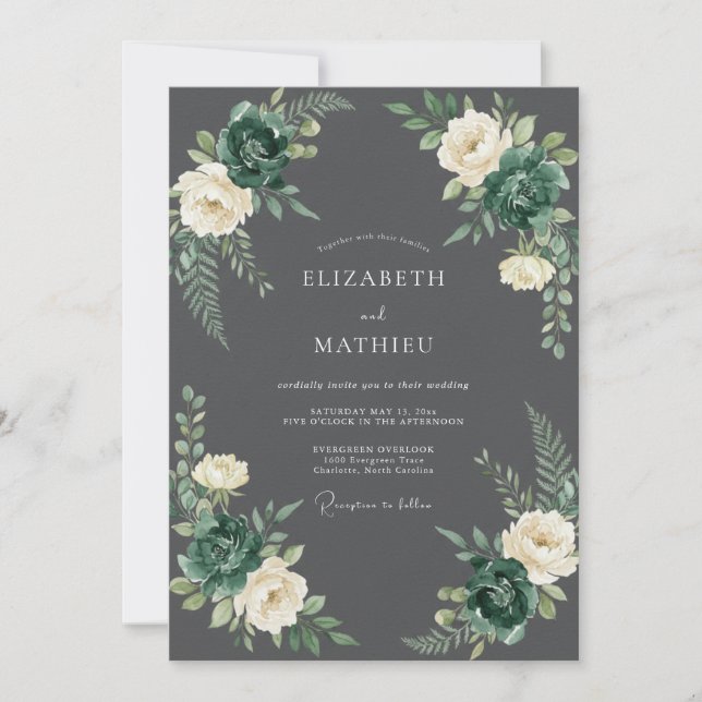 Dark Grey Elegant Forest Wedding Invitation (Front)