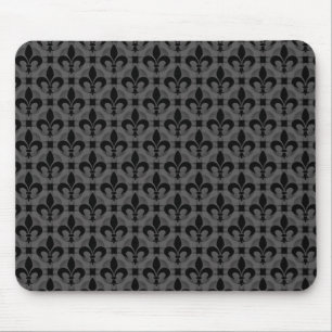 Dark Grey Fancy Fleur de lis Mousepad