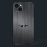 Dark-Grey Faux Brushed Aluminium Background Case-M iPhone 13 Case<br><div class="desc">Image of a dark-grey faux brushed aluminium metallic look. Custom name monogram.</div>
