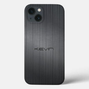 Dark-Grey Faux Brushed Aluminium Background Case-M iPhone 13 Case