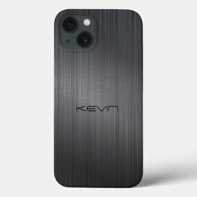Dark-Grey Faux Brushed Aluminium Background Case-M Case-Mate iPhone Case (Back)