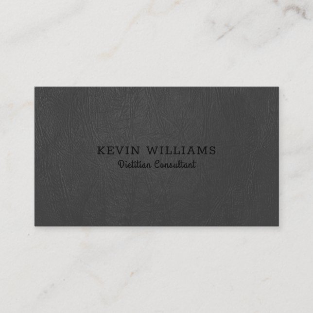 Dark-grey faux leather texture background business card (Front)